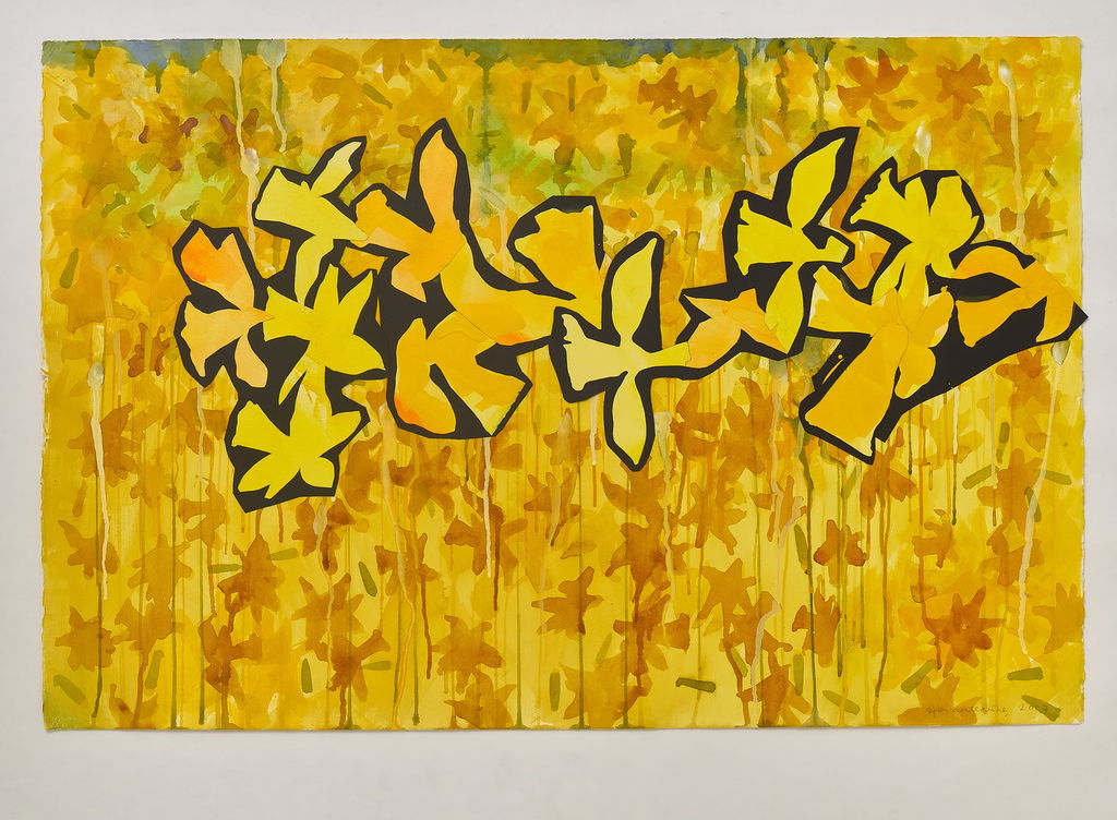 Study 7 for Daffodil stained glass screen